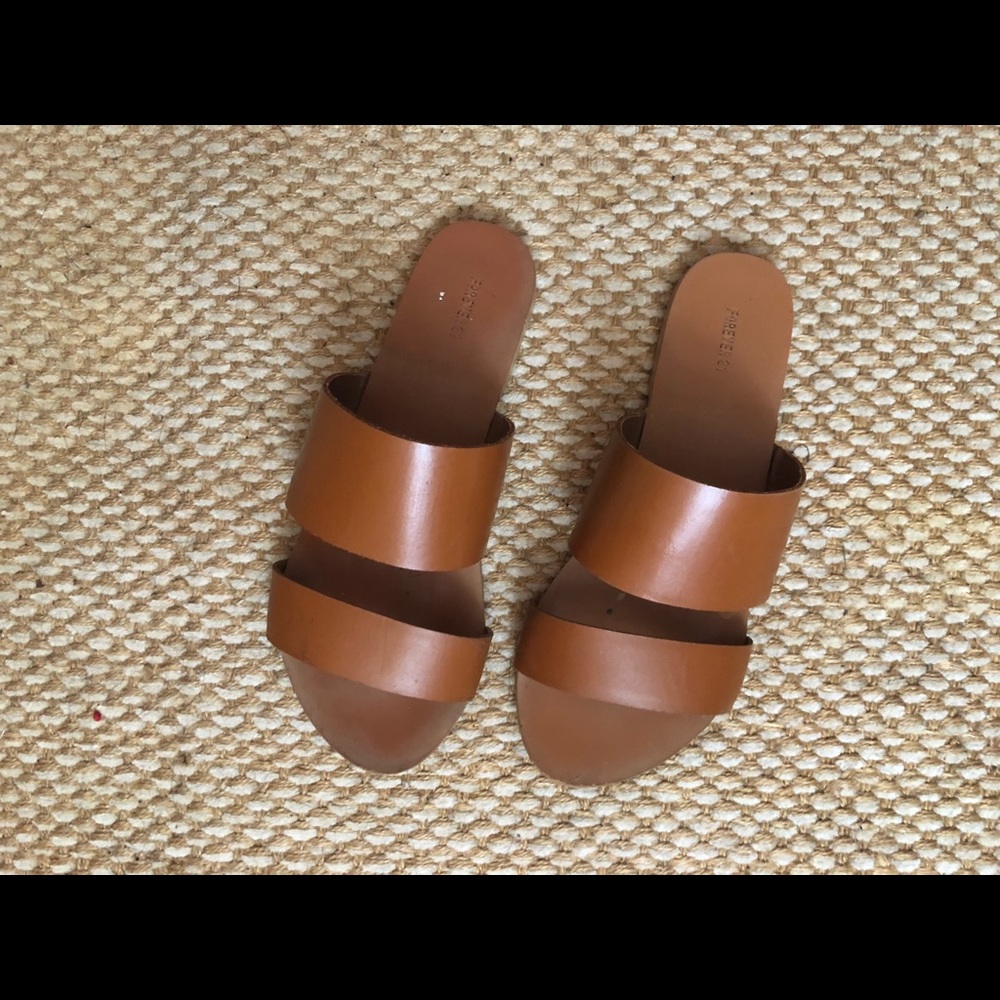 Brown double strapped sandals
